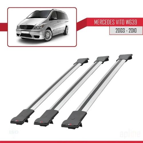 Barres De Toit - Fly - Modèle Gris - 3 Pièces - Aluminium - Pour Mercedes Vito (W639) 2003-2010