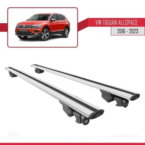 Pour Vw Tiguan Allspace 2016-2023 Hook Barres De Toit Railing Porte-Bagages De Voiture Avec Verrouillable Alu Gris
