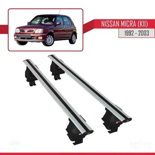 Barres De Toit - Ace-4 - Nissan Micra - Gris - Aluminium - Charge Utile 300 Kg