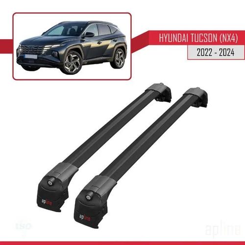 Compatible Avec Hyundai Tucson 4 (Nx4) 2022-2025 Ace-2 Barres De Toit Railing Porte-Bagages De Voiture Noir Alu 2 Barres