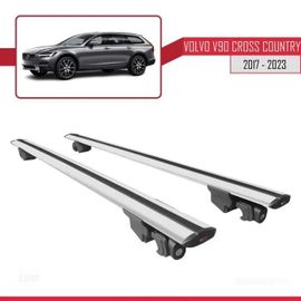 Compatible Avec Volvo V90 Ii Cross Country 2017-2025 Hook Model Barres De Toit Railing Porte-Bagages De Voiture Gris Alu 2 Barres