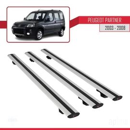 Barres De Toit - Peugeot - Partner 2003-2008 - Basic Modèle - 3 Pièces - Aluminium - Gris