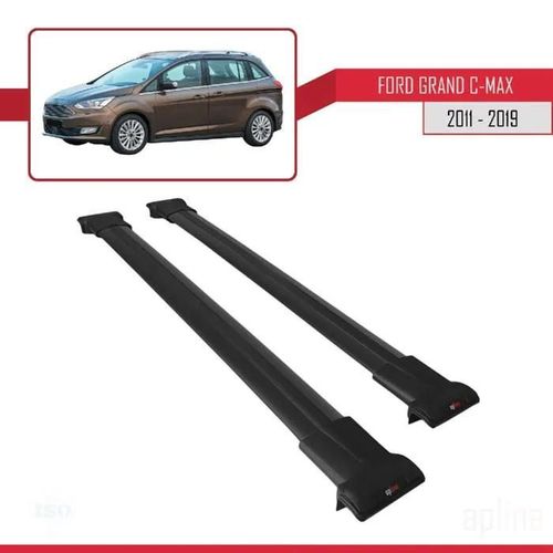 Barres De Toit - Fly - Modèle Noir - Pour Ford Grand C-Max 2011-2019 - Charge Utile 300 Kg - Aluminium