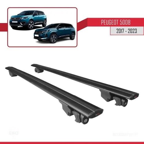 Compatible Avec Peugeot 5008 2017-2023 Hook Barres De Toit Railing Porte-Bagages De Voiture Avec Verrouillable Alu Noir