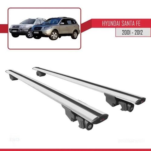 Pour Hyundai Santa Fe 2001-2012 Hook Barres De Toit Railing Porte-Bagages De Voiture Avec Verrouillable Alu Gris