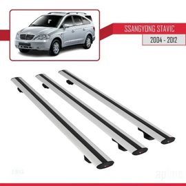 Compatible Avec Ssangyong Stavic 2004-2012 Barres De Toit Basic Modèle Railing Porte-Bagages De Voiture 3 Barres Gris