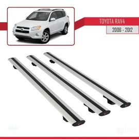 Barres De Toit - Toyota - Rav4 2006-2012 - Basic Modèle - Aluminium - 3 Pièces - Gris