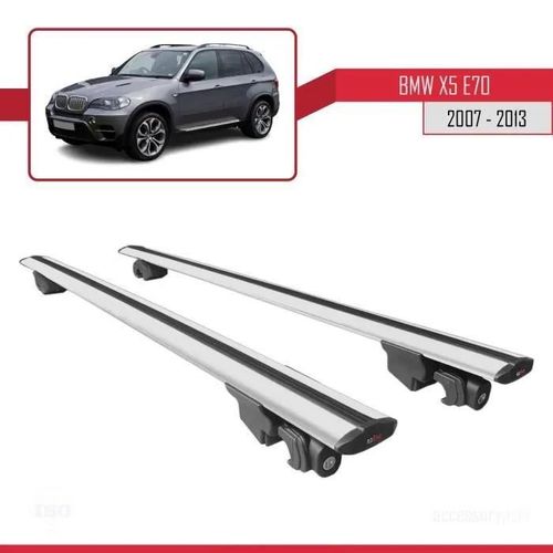 Pour Bmw X5 E70 2007-2013 Hook Barres De Toit Railing Porte-Bagages De Voiture Avec Verrouillable Alu Gris