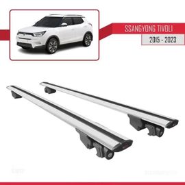 Compatible Avec Ssangyong Tivoli 2015-2025 Hook Model Barres De Toit Railing Porte-Bagages De Voiture Gris Alu 2 Barres