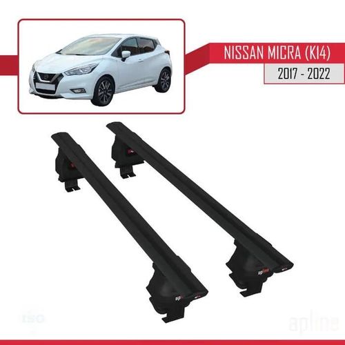 Barres De Toit - Ace-4 - Nissan Micra - Aluminium - Noir - Charge Utile 300 Kg