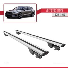 Compatible Avec Volvo V60 Ii 2019-2025 Hook Model Barres De Toit Railing Porte-Bagages De Voiture Gris Alu 2 Barres