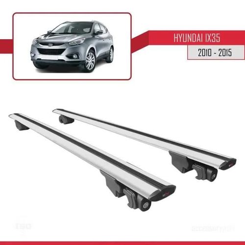 Pour Hyundai Ix35 2010-2015 Hook Barres De Toit Railing Porte-Bagages De Voiture Avec Verrouillable Alu Gris