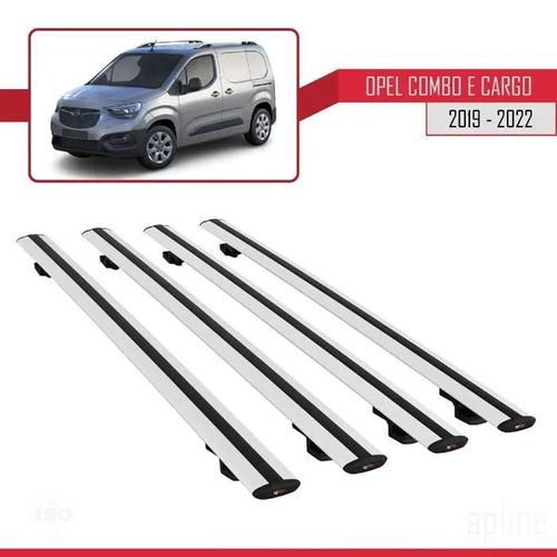 Barres De Toit - Opel - Combo (E) Panelvan - Basic Modèle - Aluminium - 4 Pièces - Gris