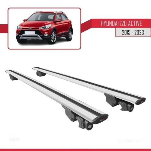Pour Hyundai I20 Active 2015-2023 Hook Barres De Toit Railing Porte-Bagages De Voiture Avec Verrouillable Alu Gris