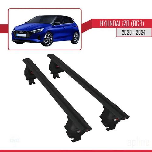 Barres De Toit - Ace-4 - Hyundai I20 (Bc3) 2020-2023 - Aluminium - Noir - Charge Utile 300 Kg