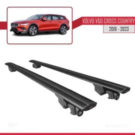 Compatible Avec Volvo V60 Ii Cross Country 2019-2025 Hook Model Barres De Toit Railing Porte-Bagages De Voiture Noir Alu 2 Barres
