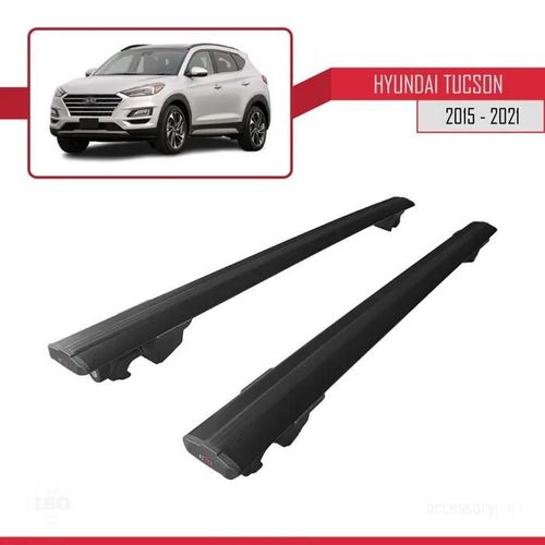 Compatible Avec Hyundai Tucson 2016-2021 Hook Barres De Toit Railing Porte-Bagages De Voiture Avec Verrouillable Alu Noir