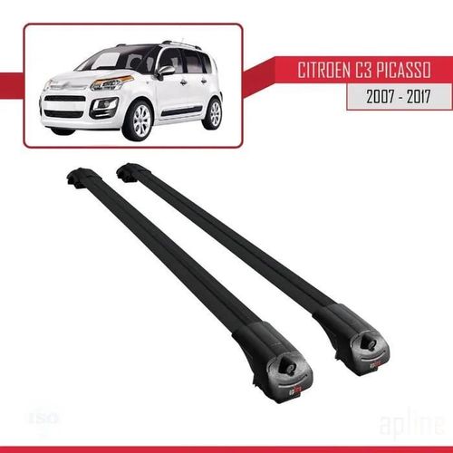 Barres De Toit - Ace-1 - Citroen C3 Picasso 2007-2017 - Aluminium - Noir - Charge Utile 300 Kg