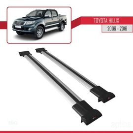Barres De Toit - Fly - Modèle Gris - Aluminium - Charge Utile 300 Kg - Pour Toyota Hilux 2006-2016