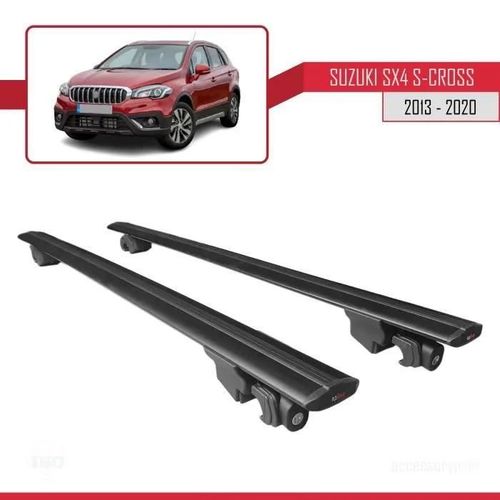 Compatible Avec Suzuki Sx4 S-Cross 2013-2020 Hook Barres De Toit Railing Porte-Bagages De Voiture Avec Verrouillable Alu Noir