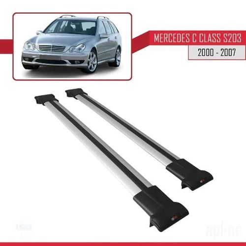 Pour Mercedes C Class (S203) 2000-2007 Barres De Toit Railing Porte-Bagages De Voiture Fly Modèle Gris 1701