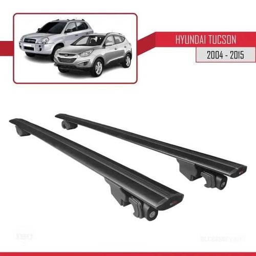 Compatible Avec Hyundai Tucson 2004-2015 Hook Barres De Toit Railing Porte-Bagages De Voiture Avec Verrouillable Alu Noir
