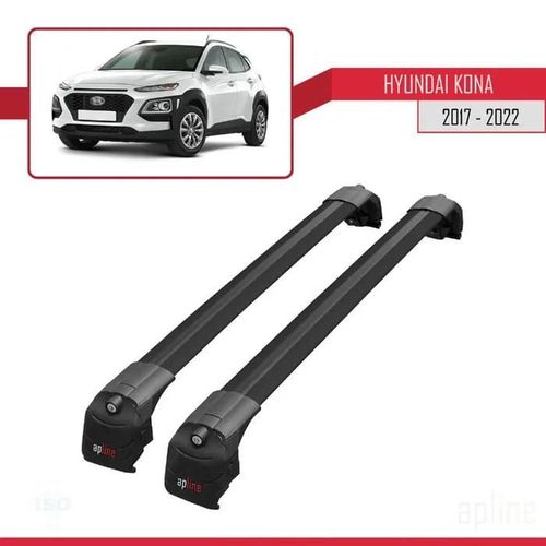 Barres De Toit - Ace-2 - Hyundai Kona 2017-2022 - Aluminium - Noir - Charge Utile 300 Kg