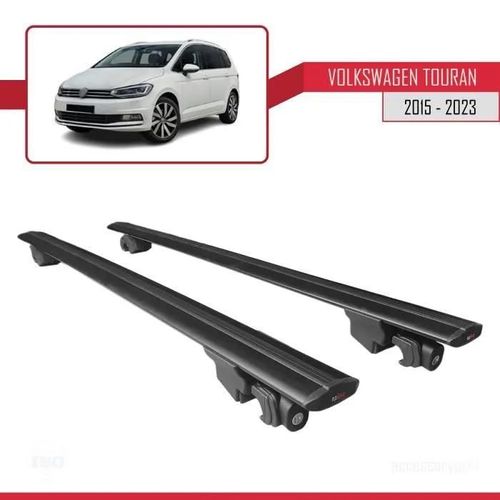 Compatible Avec Volkswagen Touran 2 (5t) 2015-2025 Hook Model Barres De Toit Railing Porte-Bagages De Voiture Noir Alu 2 Barres