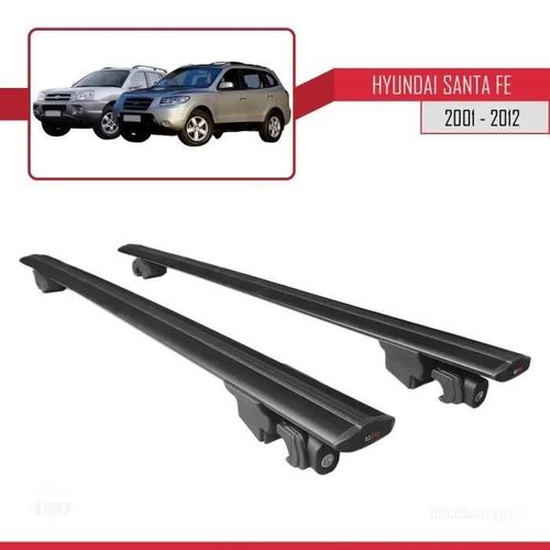 Compatible Avec Hyundai Santa Fe 2001-2012 Hook Barres De Toit Railing Porte-Bagages De Voiture Avec Verrouillable Alu Noir