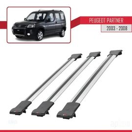 Barres De Toit - Fly - Modèle Gris - 3 Pièces - Aluminium - Pour Peugeot Partner 2003-2008