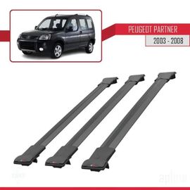 Barres De Toit - Fly - Modèle Noir - 3 Pièces - Aluminium - Pour Peugeot Partner 2003-2008