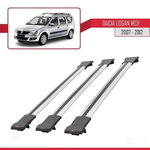 Barres De Toit - Fly - Dacia Logan Mcv 2007-2012 - 3 Pièces - Aluminium - Gris