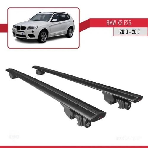 Compatible Avec Bmw X3 (F25) 2010-2017 Hook Barres De Toit Railing Porte-Bagages De Voiture Avec Verrouillable Alu Noir