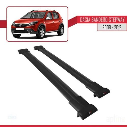 Barres De Toit - Fly - Dacia Sandero Stepway 2008-2012 - Aluminium - Noir - Charge Utile 300 Kg