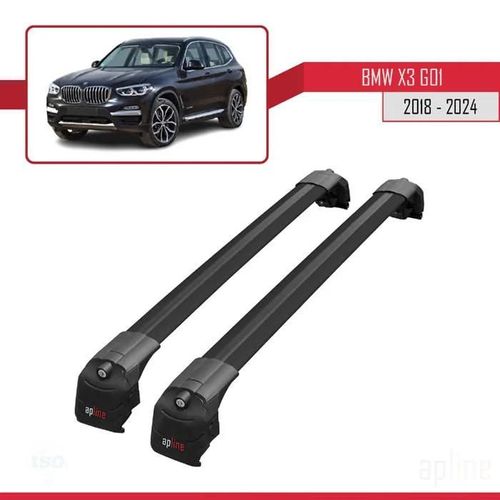 Barres De Toit - Ace-2 - Compatible Bmw X3 (G01) 2018-2024 - Aluminium - Noir - Charge 300 Kg