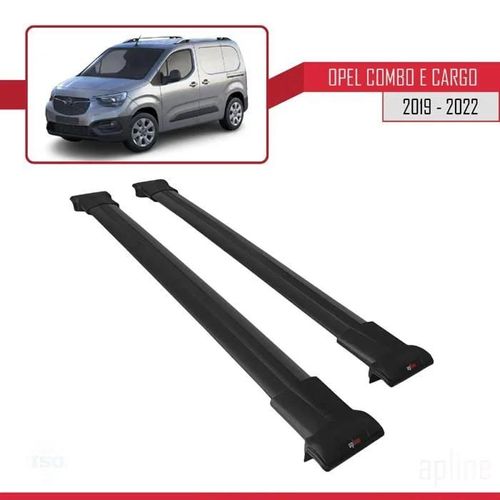 Barres De Toit Railing Porte-Bagages - Fly - Opel Combo (E) 2019-2023 - Noir - Aluminium - Charge 300 Kg
