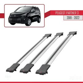 Barres De Toit - Fly - Modèle Gris - 3 Pièces - Aluminium - Pour Peugeot Partner 2019-2023