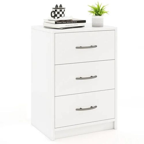 Costway Table De Chevet Avec 3 Tiroirs, 38,5 X 28 X 54 Cm, Table D'appoint Pour Chambre À Coucher, Salon, Bureau, Blanc