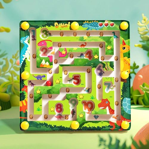 Tableau De Puzzle De Comptage De Dinosaure Montessori Pour Tout-Petits, Document Magnétique Et Numéro, Labyrinthe, Apprentissage Assressenti, Jouets De Voyage, Motricité Fine-Blank-Green