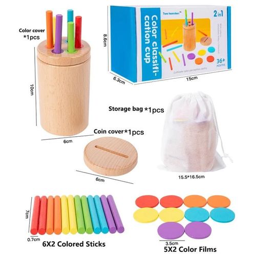 Documents D'apprentissage Montessori En Bois Pour Tout-Petits, Jouets De Tri, Jeux D'association, Développement Mentaires Oriel De La Motricité Fine, Jouets De Planche Occupés-2in1 Color Sorting