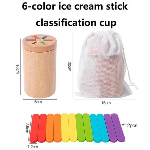 Documents D'apprentissage Montessori En Bois Pour Tout-Petits, Jouets De Tri, Jeux D'association, Développement Mentaires Oriel De La Motricité Fine, Jouets De Planche Occupés-Popsicle