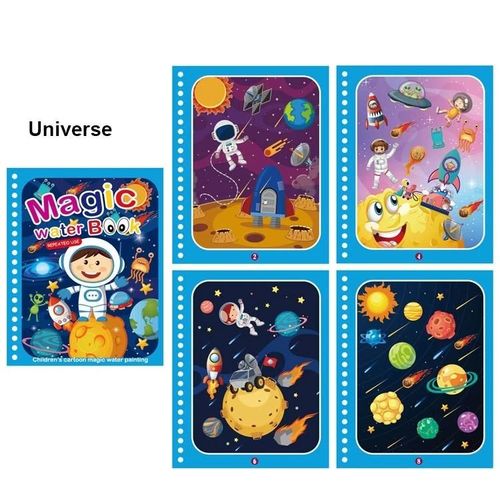 Livre De Coloriage À L'eau Réutilisable Pour Enfants, Livre De Dessin Magique Pour Tout-Petits, Livre De Peinture Montessori Dos, Jouets D'apprentissage Pour Enfants-Underwater World-Universe-300472