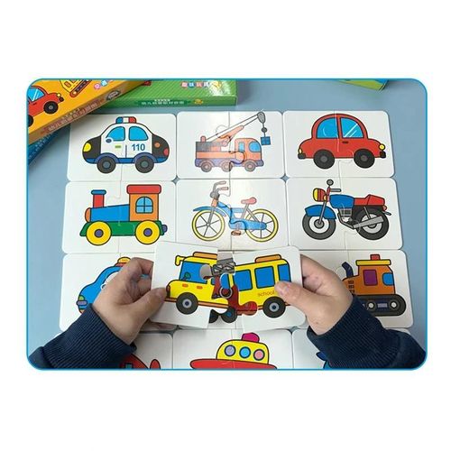Cartes Éducatives Montessori Pour Tout-Petits, Jeux D'apprentissage Assortis, Jouets Pour Enfants, Puzzle De Dessin Animé Pour Bébé, 2 À 4 Ans, 32 Paquets-Vehicle