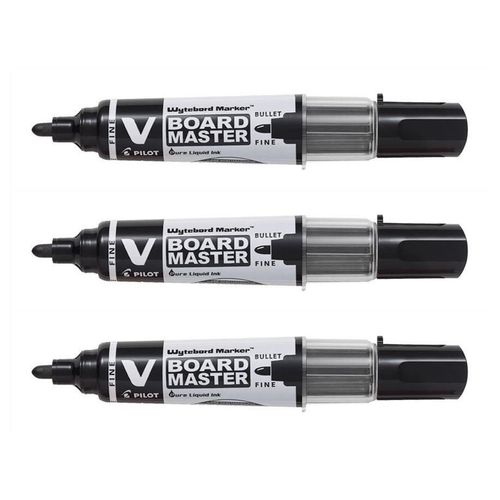 Pilot Lot De 3 Marqueurs Rechargeable Vboard Master Begreen Pointe Conique Fine Noir