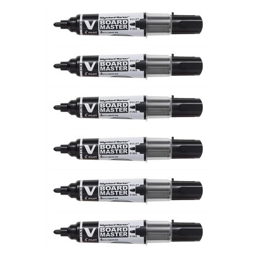 Pilot Lot De 6 Marqueurs Rechargeable Vboard Master Begreen Pointe Conique Fine Noir