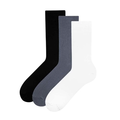 Zooksy Pack 3 Paires Chaussettes Longues En Coton 36-40 Blanc, Graphite, Noir