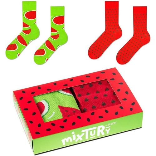 Zooksy Boîte Cadeau 2 Paires Chaussettes D'été Mixtury Longues En Coton Pastèque 36-40