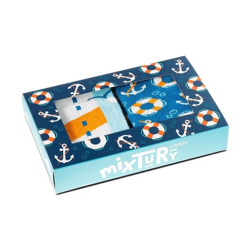 Zooksy Pack 2 Paires Chaussettes D'été Mixtury Longues En Coton Motifs Marin 36-40