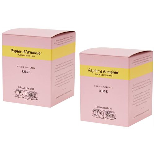 Papier D'arménie Lot De 2 Bougies Parfumée Végétale 50 Heures Env. Parfum La Rose 