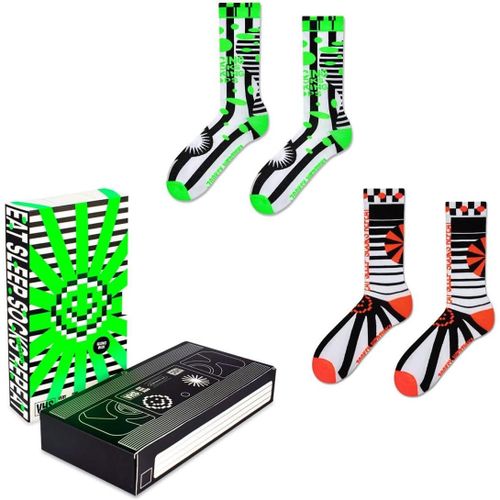 Zooksy Pack 2 Paires Chaussettes Fluo Années '90 Coton Vert Lumineux 41-46 Equality & Peace